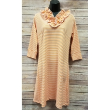 Erma's Closet Orange Stripe Ruffle V-neck Dress